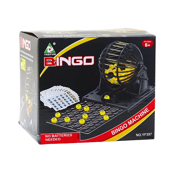 Šeimos bingo žaidimas su loterijos aparatu