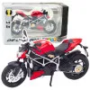 Sporta motociklu metāla lukturi sudraba elementi sarkans 1:12