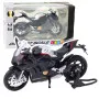 Sporta motocikla metāla lukturi ar sudraba elementiem melnā krāsā V4 1:12