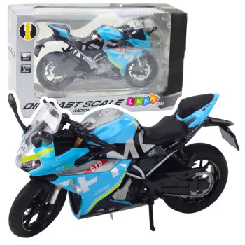 Sports Motorcycle Metal Lights Sounds Blue 1:12