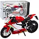 Sports Motorcycle Metal Red White Lights Sounds 1:12