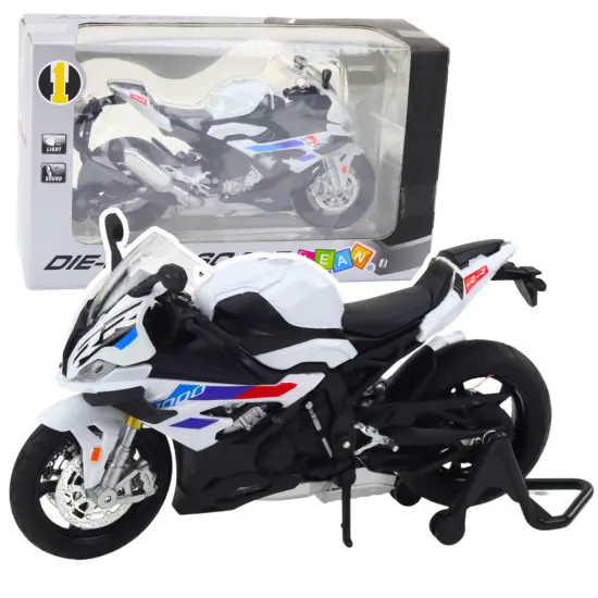 Metāliski balts sporta motocikls