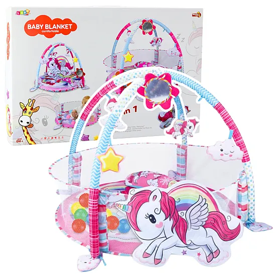 Baby Play Mat Ball Pool 3in1 Unicorn Pink Zīdaiņiem