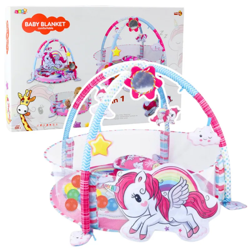 Baby Play Mat Ball Pool 3in1 Unicorn Pink Zīdaiņiem