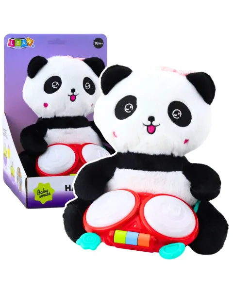 Plīša panda ar bungām - muzikāla rotaļlieta