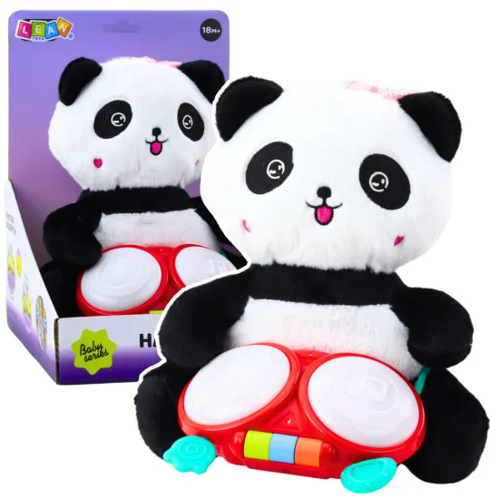 Plīša panda ar bungām - muzikāla rotaļlieta Zīdaiņiem