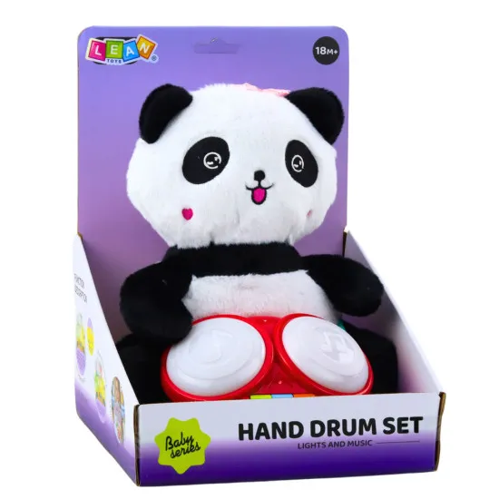 Plīša panda ar bungām - muzikāla rotaļlieta Zīdaiņiem