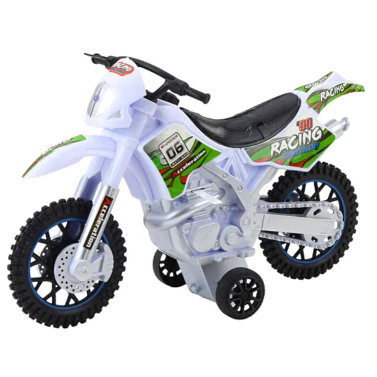 Rotaļlietu balts SUV motocikls