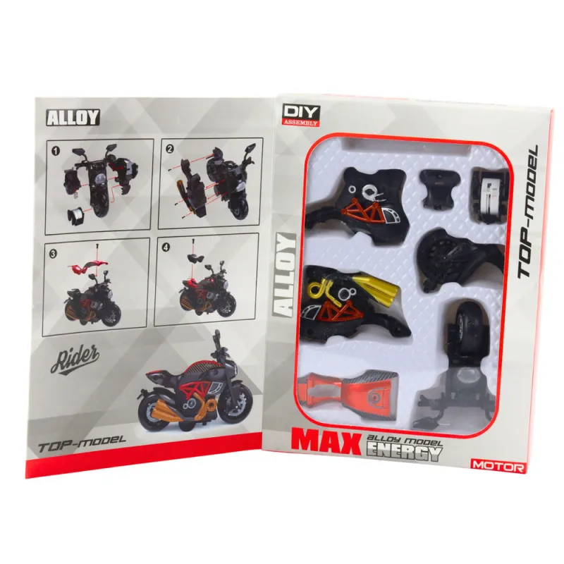 Saliekamais melns/oranžēts motocikls