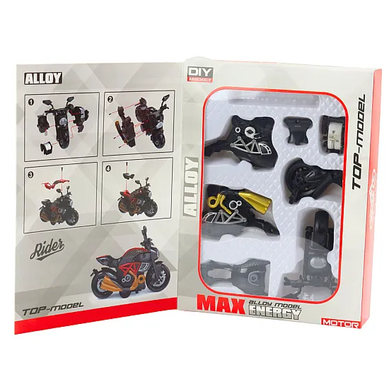 Motocikla montāžas skrūve Metāla 1:14 DIY melni zelta elementi Rotaļlietu motocikli