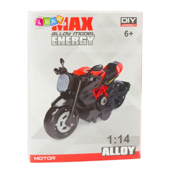 Motocikls Montāžas skrūve Metāla 1:14 DIY melnā un sarkanā krāsā