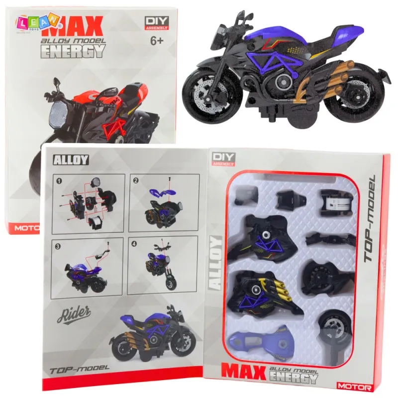 Rotaļlietu motociklu stiprinājuma skrūves Metāls 1:14 DIY melns un zils