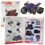 Rotaļlietu motociklu stiprinājuma skrūves Metāls 1:14 DIY melns un zils