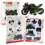 Saliekams metāla motocikls 1:14 ar skrūvgriezi, DIY, zaļš/melns