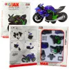 Motocikla montāžas skrūve metāla 1:14 DIY zaļš-zils