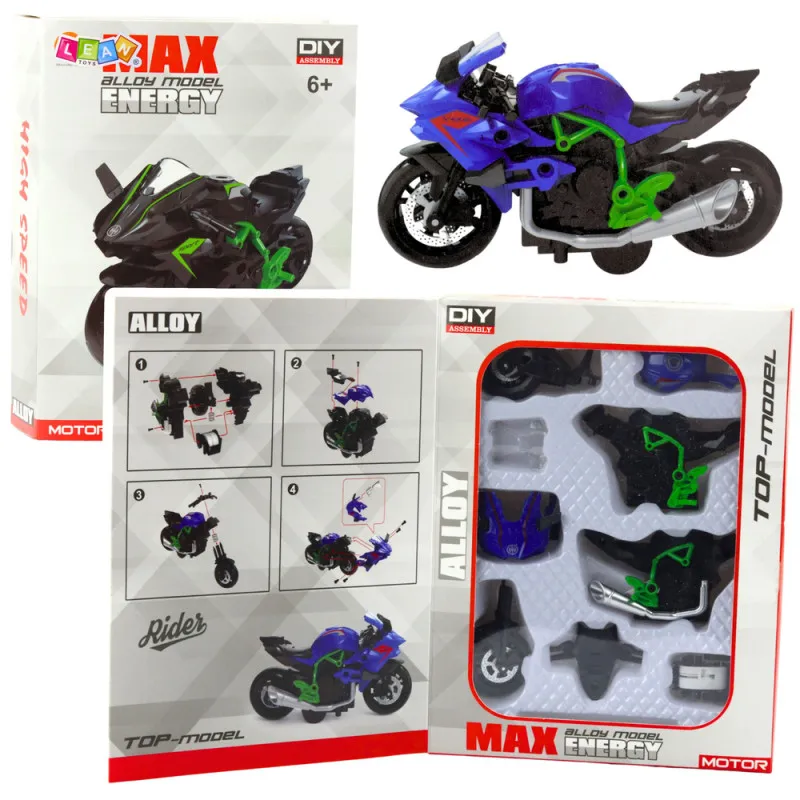 Motocikla montāžas skrūve metāla 1:14 DIY zaļš-zils