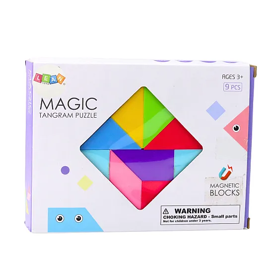 Magnētiskie Tangram bloki Krāsainas puzles uzlīmes 9 gab.