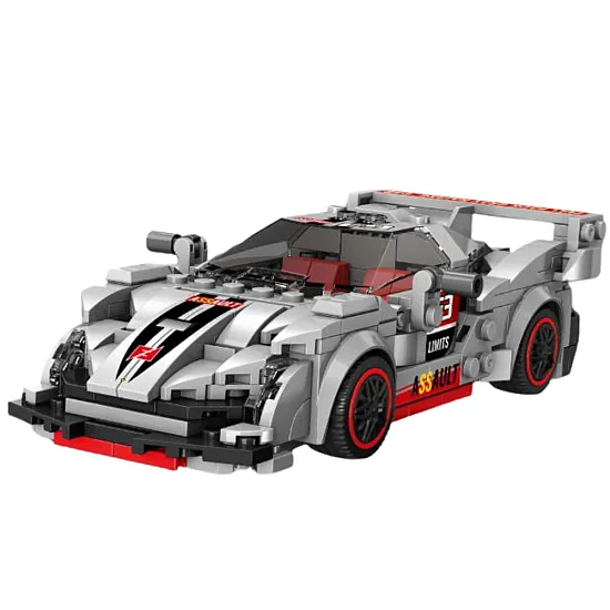 Konstruktorius pilkas sportinis automobilis robotas Konstruktoriai