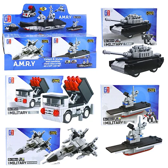 2-in-1 Celtniecības ķieģeļi Militārie transportlīdzekļi Transporta robots