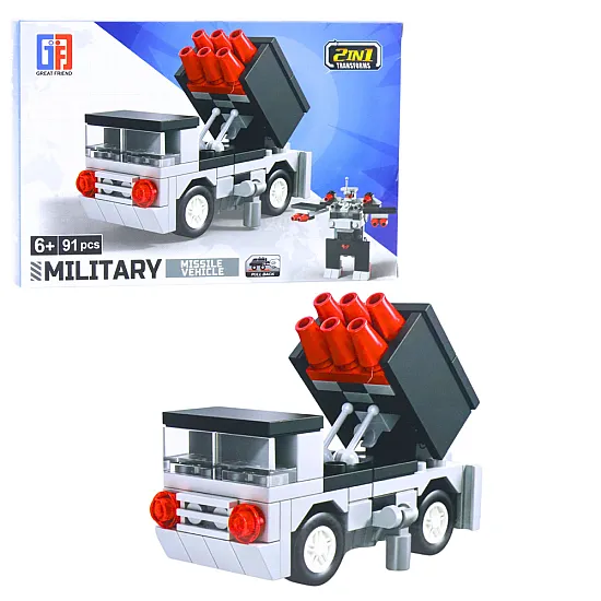 2-in-1 Celtniecības ķieģeļi Militārie transportlīdzekļi Transporta robots