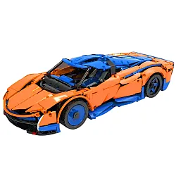 Statybinės plytos Sportinis automobilis RC mėlynos ir oranžinės spalvos 1883 vnt.