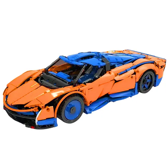 Statybinės plytos Sportinis automobilis RC mėlynos ir oranžinės spalvos 1883 vnt.