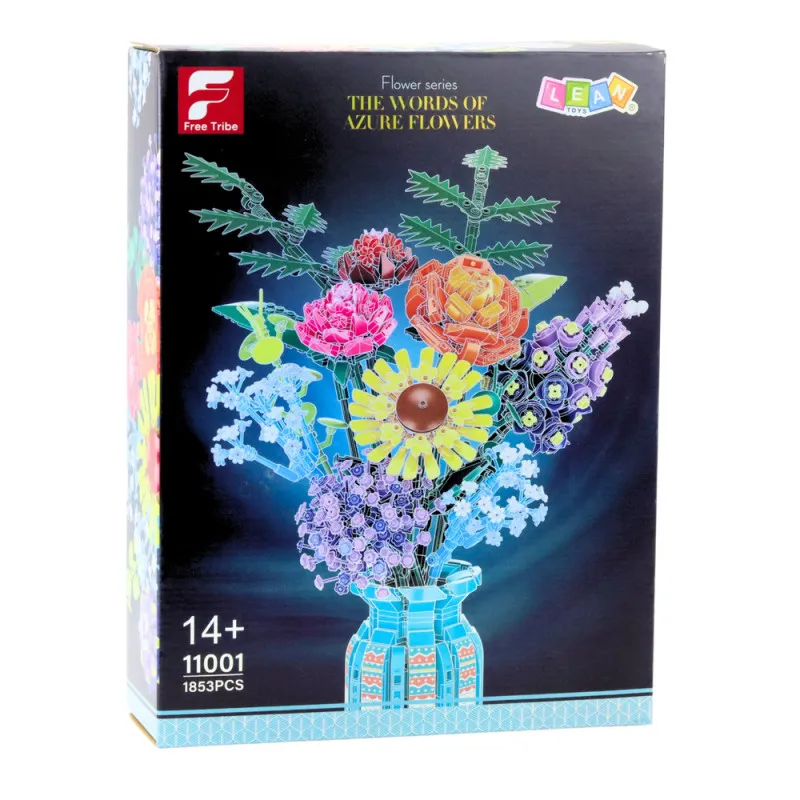 Construction Blocks Bouquet of Flowers in a Vase Colorful 1853 pcs.