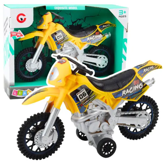 Dzeltens motokrosa velosipēds