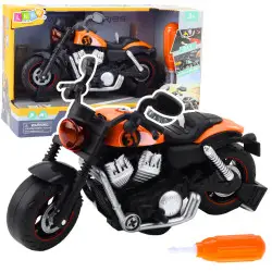Saliekamais oranžais motocikls ar gaismas un skaņas efektiem