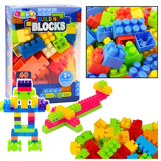 BUILDING BLOCKS IN EDUCATIONAL BOX 60 ELEMENTS. - 24578