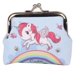 Bērnu zils naudas maks ar metāla aizdari Vienradzis 10x9 cm