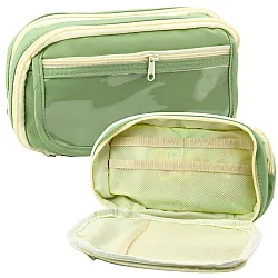 Zaļš skolas penālis ar kabatām 22 cm