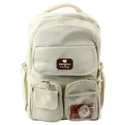 Kapibara brūna skolas mugursoma ar atslēgu piekariņu un nozīmītēm 25 l, 42 cm
