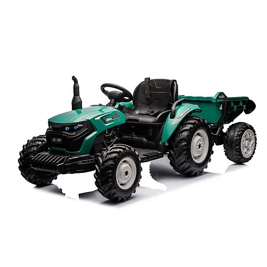 HC-306 Akumulatora traktors ar piekabi Tumši zaļš 24V