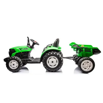 Bērnu elektriskais traktors HC-306 ar piekabi, 24V, gaiši zaļš