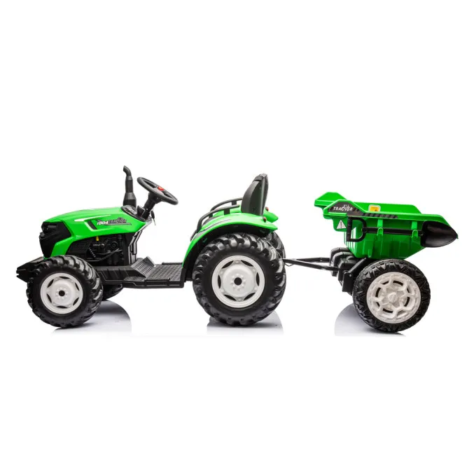 HC-306 Battery Operated Tractor With Trailer Light Green 24V Elektriskās mašīnas bērniem