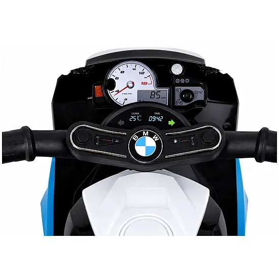 Mėlynas akumuliatorinis motociklas BMW S1000RR