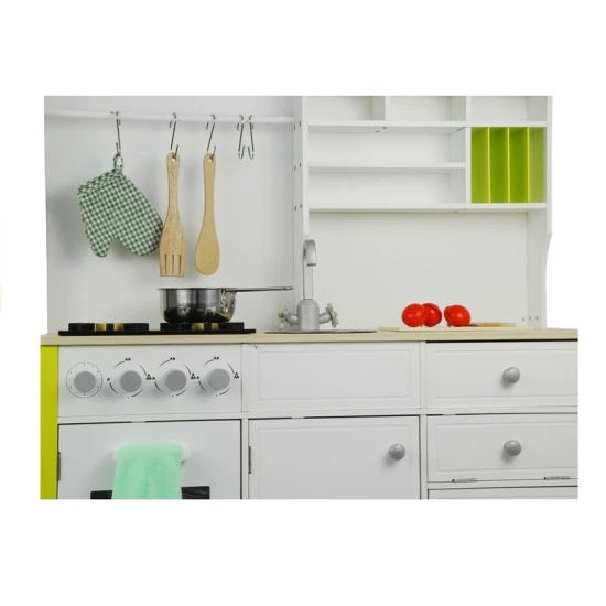 Wooden Kitchen for Children Green and White Paula Opening Elements