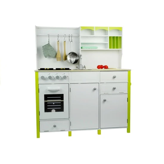 Wooden Kitchen for Children Green and White Paula Opening Elements