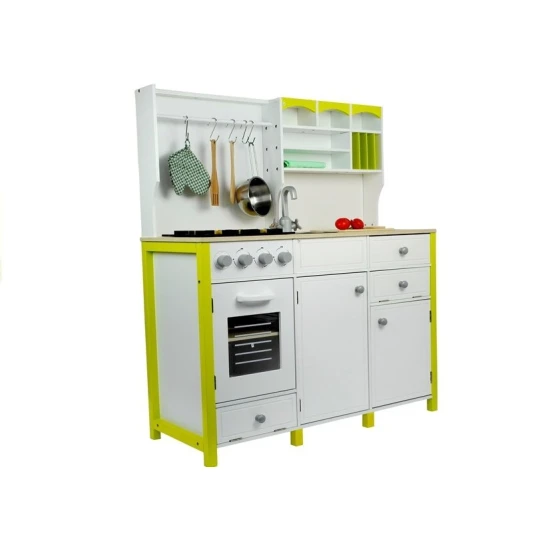 Wooden Kitchen for Children Green and White Paula Opening Elements