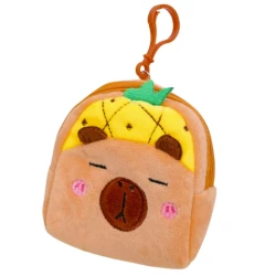 Plīša kapibaras maksts ar ananāsu motīvu 9,5 x 8 cm