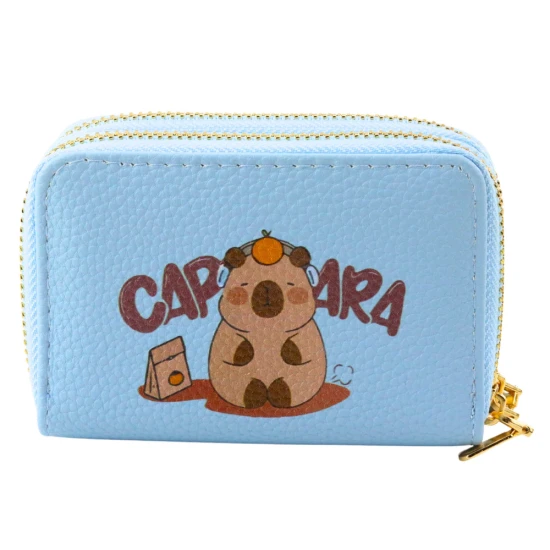 Zils maks ar diviem nodalījumiem un slotu kartēm, Kapibara, 12,5 x 8,5 cm Mugursomas