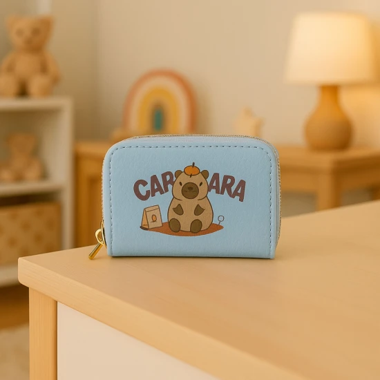 Zils maks ar diviem nodalījumiem un slotu kartēm, Kapibara, 12,5 x 8,5 cm Mugursomas