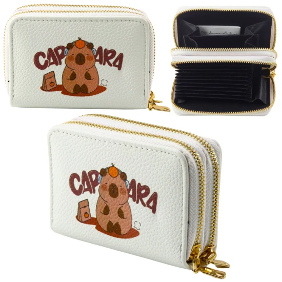 Balts divu nodalījumu maks ar karšu slotu Kapibara 12,5 x 8,5 cm Mugursomas un somas