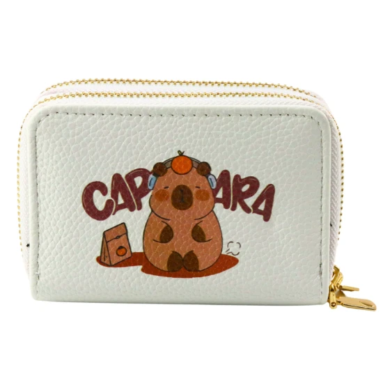 Balts divu nodalījumu maks ar karšu slotu Kapibara 12,5 x 8,5 cm Mugursomas un somas