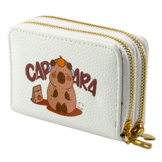 Balts divu nodalījumu maks ar karšu slotu Kapibara 12,5 x 8,5 cm Mugursomas un somas