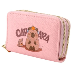 Rozā maciņš ar diviem nodalījumiem un kārtīm Kapibara 12,5 x 8,5cm
