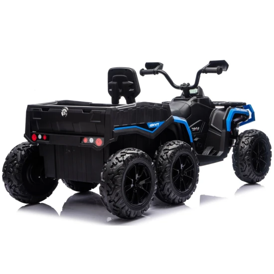 Zils ATV kvadricikls 6 riteņi ar piekabi JC606 24V 4x4 Elektriskās mašīnas bērniem