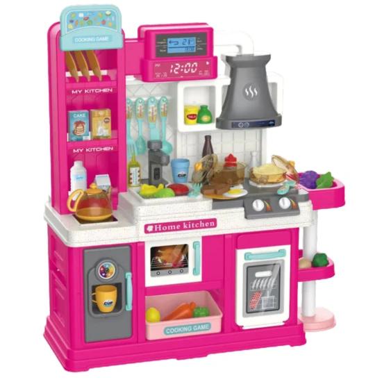 Rozā virtuve ar piederumiem 64 gab. Sadzīves tehnika, virtuves