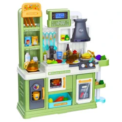 Zaļa virtuves iekārta ar piederumiem 64 gab.